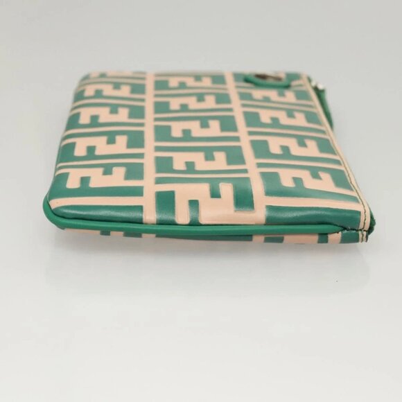 FENDI Zucca Canvas Triplet Pouch Black Brown Red Auth ac3770 - Picture 6 of 16